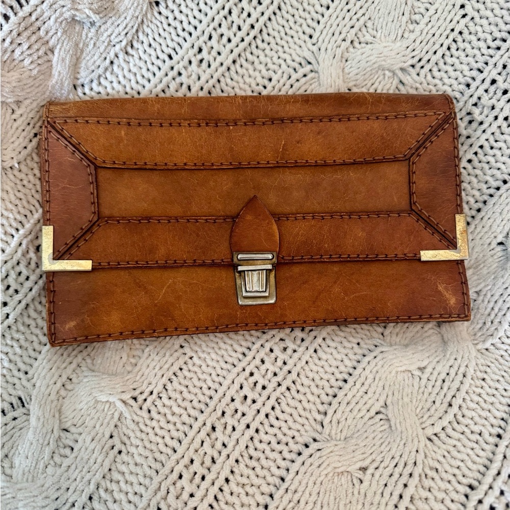 Vintage ~ Retro Brown Leather Clutch Bag